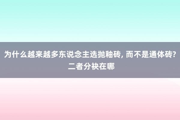 为什么越来越多东说念主选抛釉砖, 而不是通体砖? 二者分袂在哪