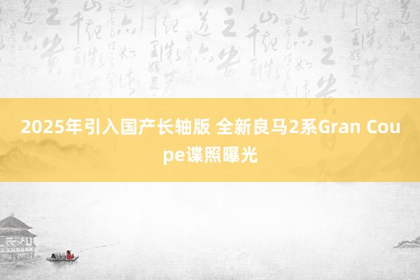 2025年引入国产长轴版 全新良马2系Gran Coupe谍照曝光