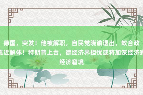 德国，突发！他被解职，自民党晓谕退出，蚁合政府靠近解体！特朗普上台，德经济界担忧或将加深经济窘境