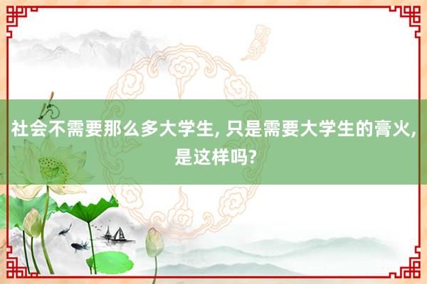 社会不需要那么多大学生, 只是需要大学生的膏火, 是这样吗?